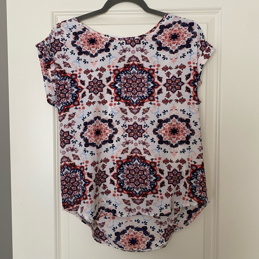 Pink Rose Printed Top - Size Small